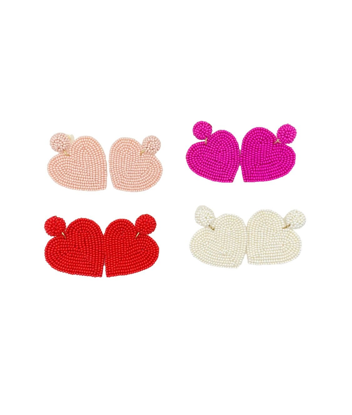 Beaded Heart Statement Earrings Valentines Day Earrings Red Etsy