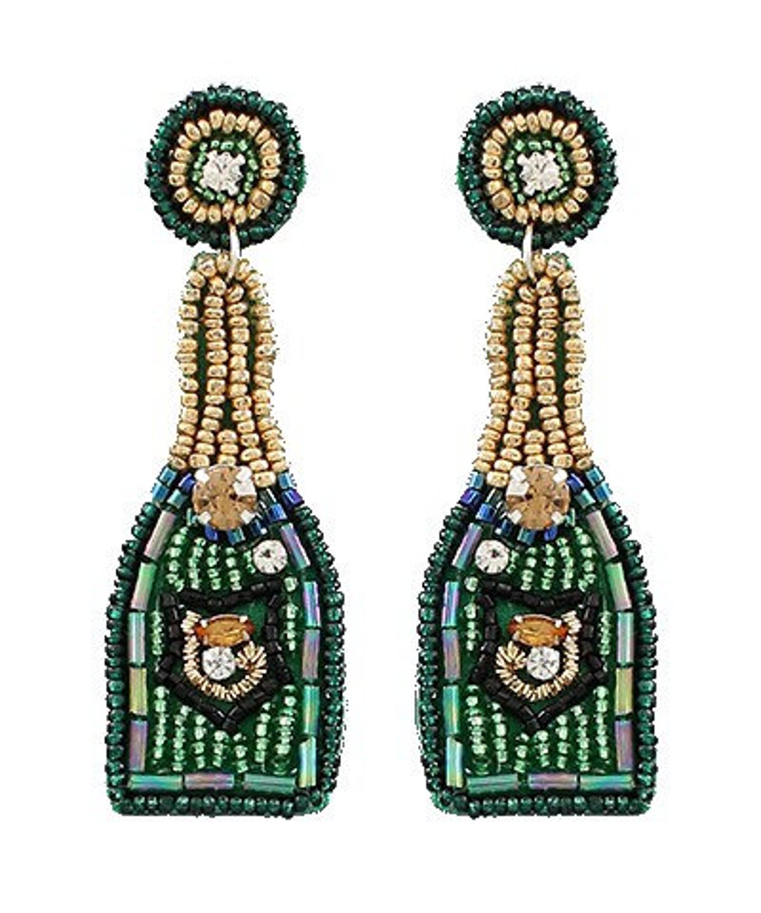 Beaded Champagne Bottle Earrings Champagne Earrings Beaded Champagne