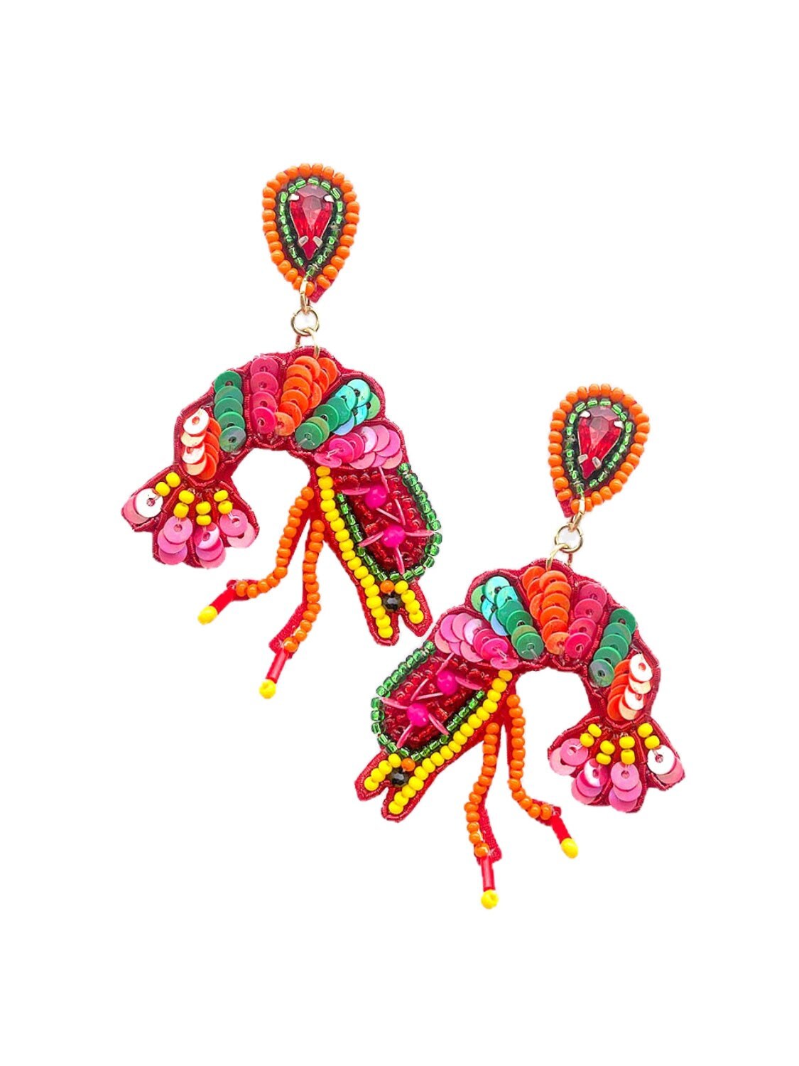 Beaded shrimp earrings Gift for her Summer earrings Etsy