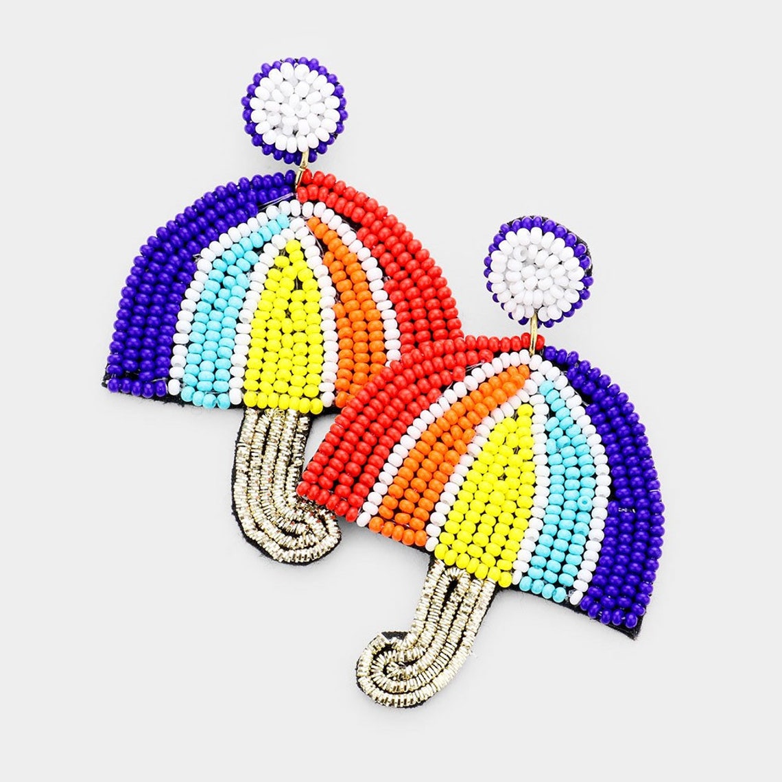 Beaded Umbrella Earrings Beaded Rainbow Umbrella Earrings Etsy