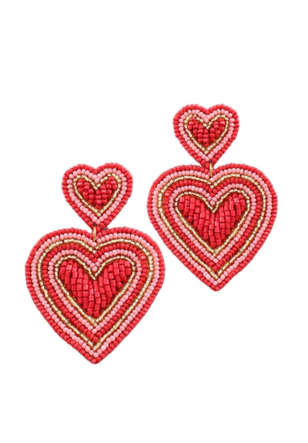 Beaded Double Heart Earrings Valentines Day Earrings Heart Etsy.de