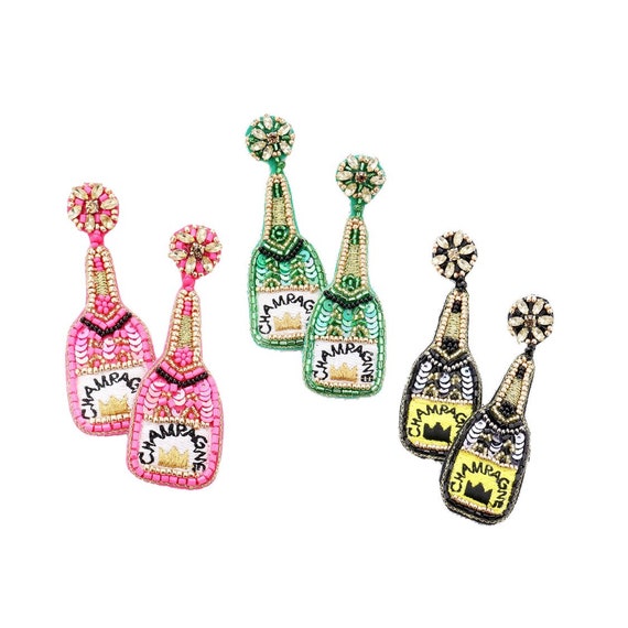 Champagne bottle online beaded earrings