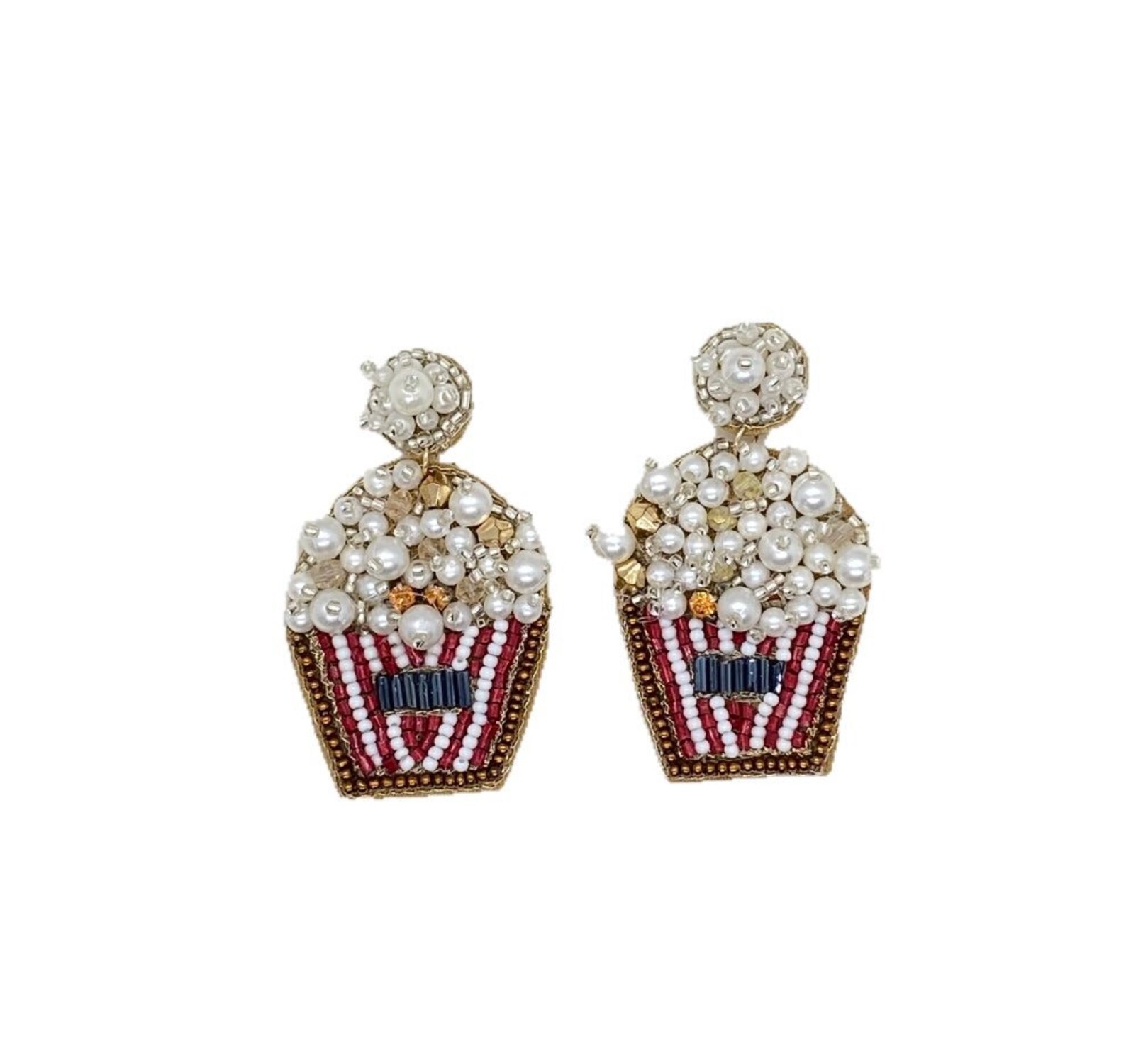 Beaded popcorn earrings popcorn box beaded earrings Etsy