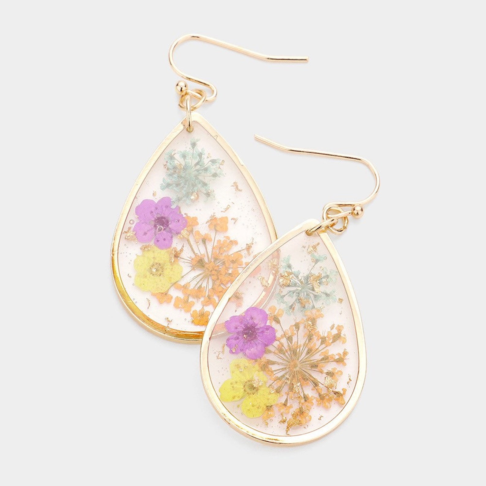 Dried Multi Floral Earrings Resin Earrings Pressed Flower Etsy Australia