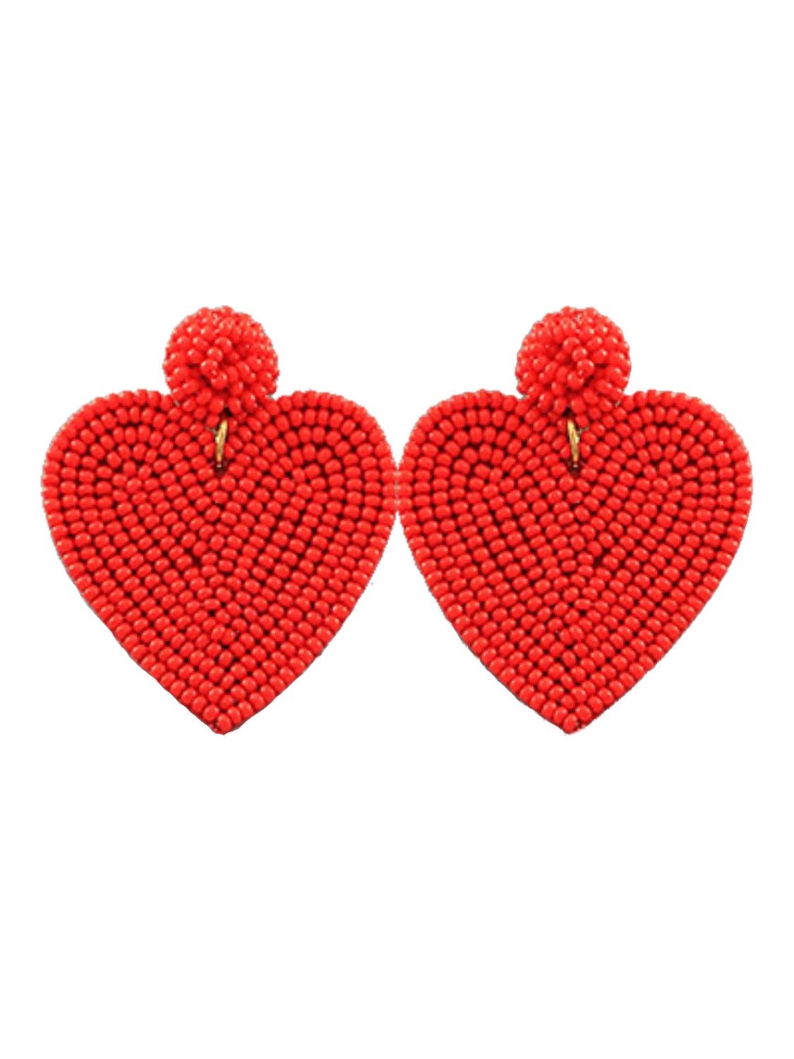 Beaded Heart Statement Earrings Valentines Day Earrings Red - Etsy