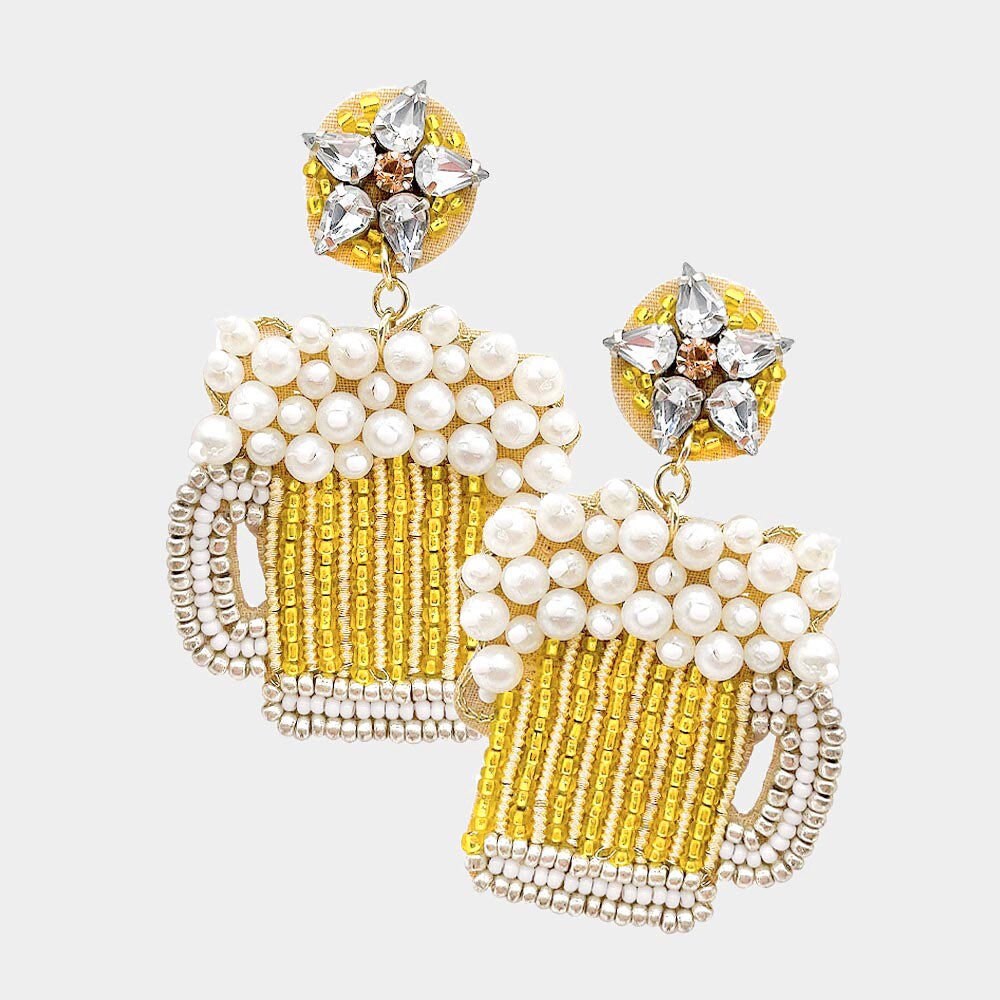 Beaded Beers Earrings Beer Cups Beaded Earrings Mixed Beaded Etsy