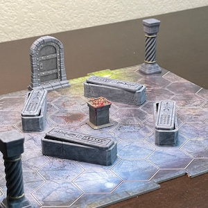 Miniature Temple or Tomb Set - Painted Game Terrain for DnD, D&D, Pathfinder, Hero Quest, Tabletop Games - DnD miniatures, DnD Gift