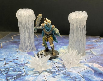 Frosthaven Painted Ice Pillars and Ice Spikes (28mm) - 3D Terrain Upgrades for Frosthaven/D&D