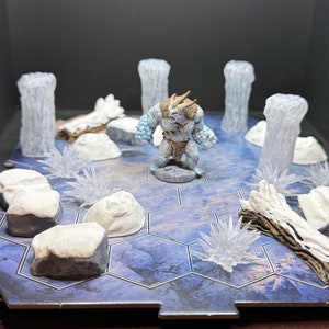 DnD Snow Terrain Set  - Painted Game Terrain for D&D, Tabletop games, Pathfinder (20 pieces) DnD miniatures