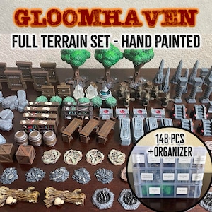 Gloomhaven Terrain Set - PAINTED (148 pieces) Full 3D Terrain Set + Organizer