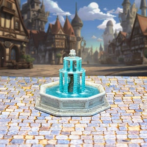 Miniature Fountain - Painted Game Terrain for DnD, D&D, Pathfinder, Hero Quest, Tabletop Games - DnD miniatures