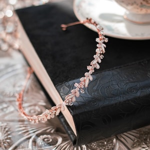 NEW Rose Gold Wedding Headband, Crystal Bridal Hair Band, Rosegold Wedding Hair Accessory, Bridal Headband - 2719