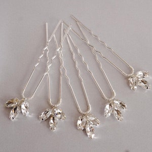 Set of 5 Silver Crystal Hair Pins, Zircon Bridal Hair Pins, Gold Wedding Hair Accessory, Bridesmaids Bobby Pins Gift 1009