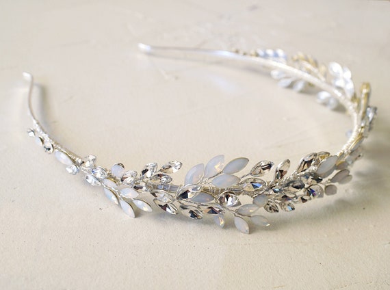 Buy Opal Clear Mixed Stone Headband Something Blue Bridal Hair Band Silver Wedding Hair Accessory Bridal Hairpiece 7429 Online in India Etsy