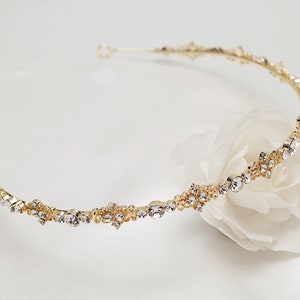 Yellow Gold Wedding Headband, Crystal Bridal Hair Band, Gold Wedding Hair Accessory, Bridal Headband - 3080