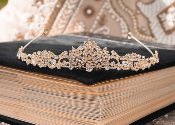 Vintage Gold Wedding Rhinestone Tiara, Crystal Bridal  display picture 1