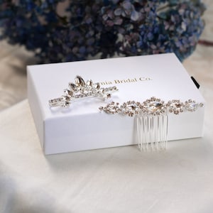 NEW Silver Wedding Rhinestone Hair Pin and Hair Comb Set,  Crystal Bridal Headpiece, Silver Rhinestone Wedding Hair Accessory- 2061