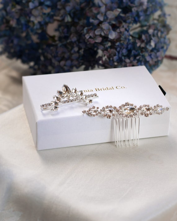 Silver Wedding Rhinestone Hair Pin and Hair Comb Set  display picture 1