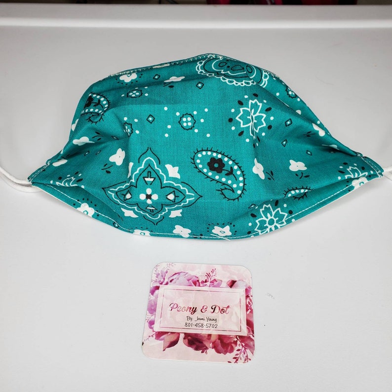 Adult Teal Bandana Mask Etsy