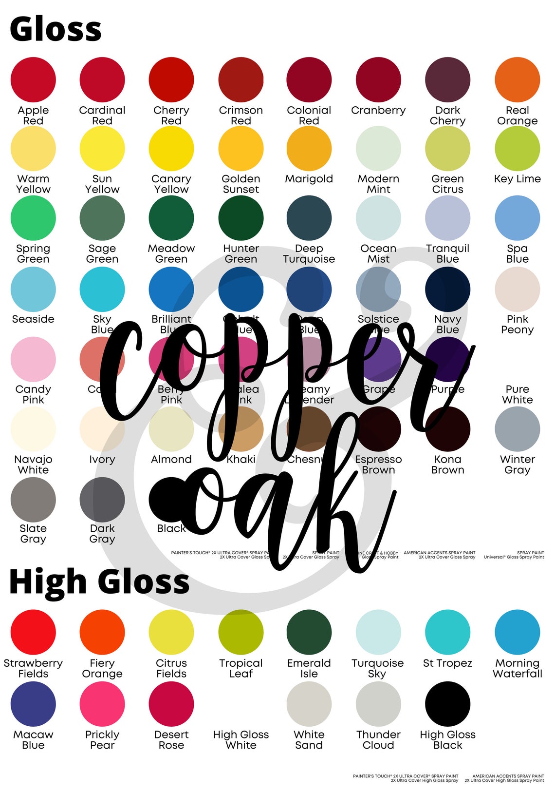 Rustoleum Color Chart / Spray Paint Samples Etsy