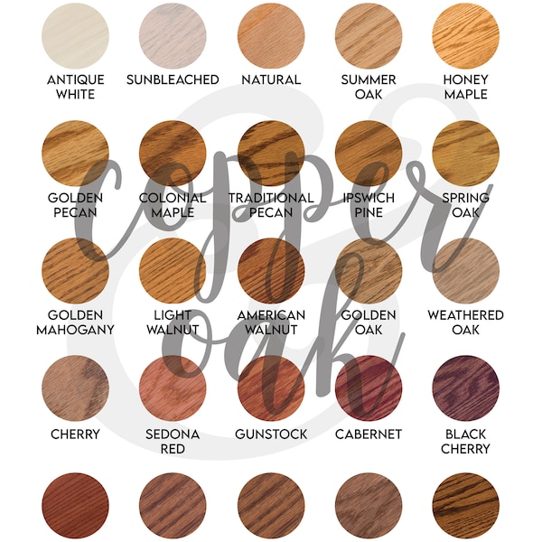 Digital Varathane Stain Chart / Paint Samples