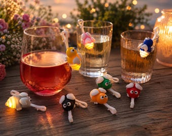 Colgantes de vidrio, adornos de vidrio para distinguir bebidas, brillantes