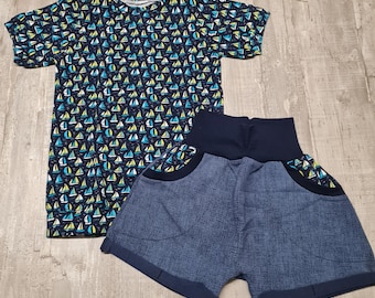 Conjunto de verano para niño, jersey infantil, pantalones cortos, camisa de manga corta, talla 122
