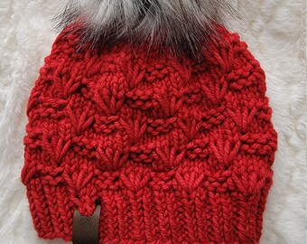 Knitting Pattern - Queen's Heart Beanie Pattern | Hat Beanie Pattern for 3 Yarn Weights