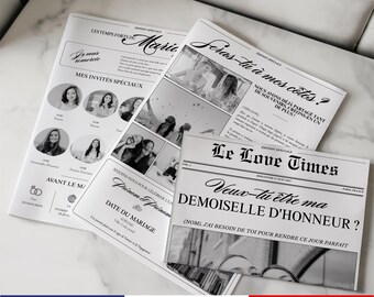 Bridesmaid Proposal Newspaper Invitation, Customizable Canva Template (Digital Download)