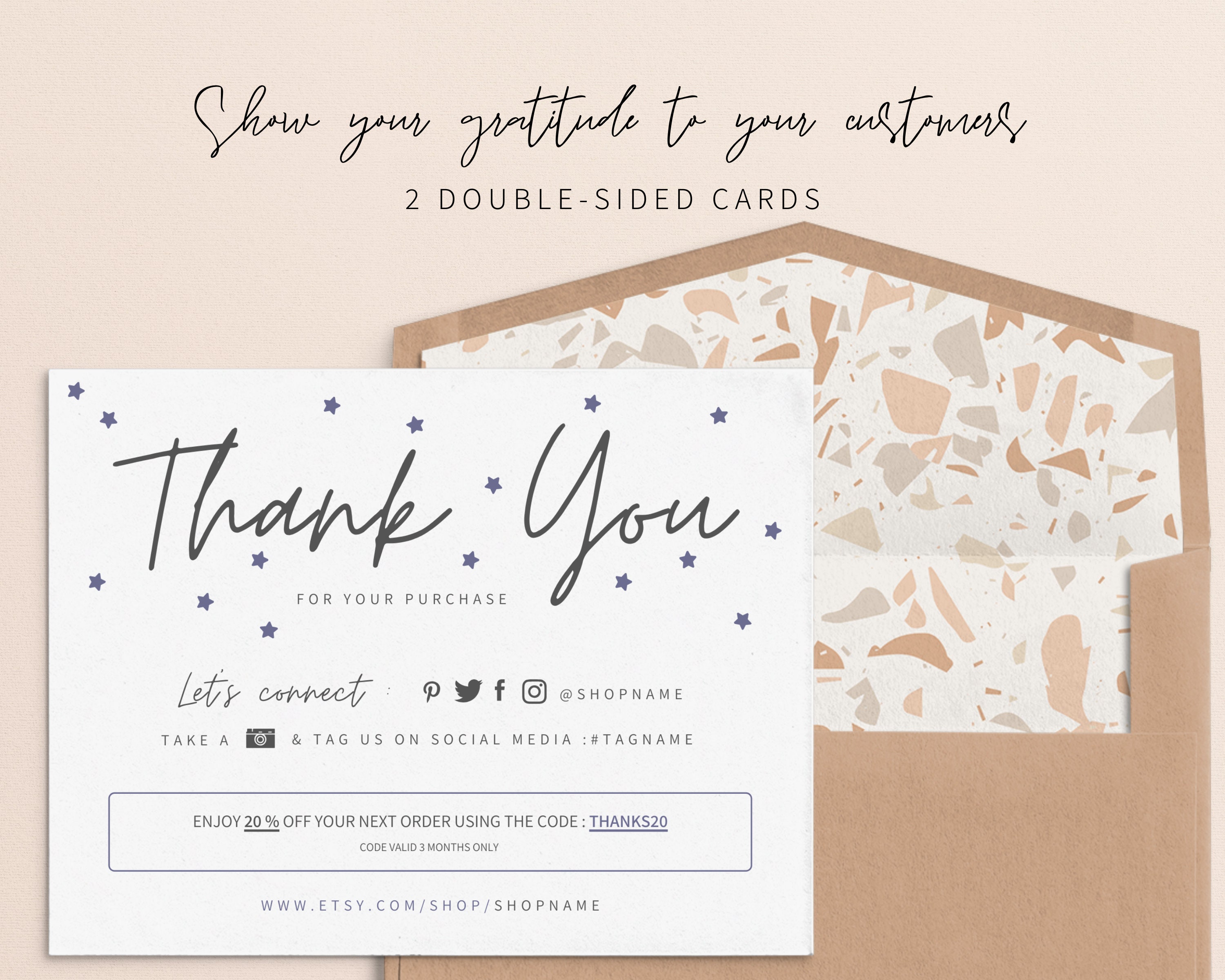 diy 2 printable pink thank you cards multipack instant etsy