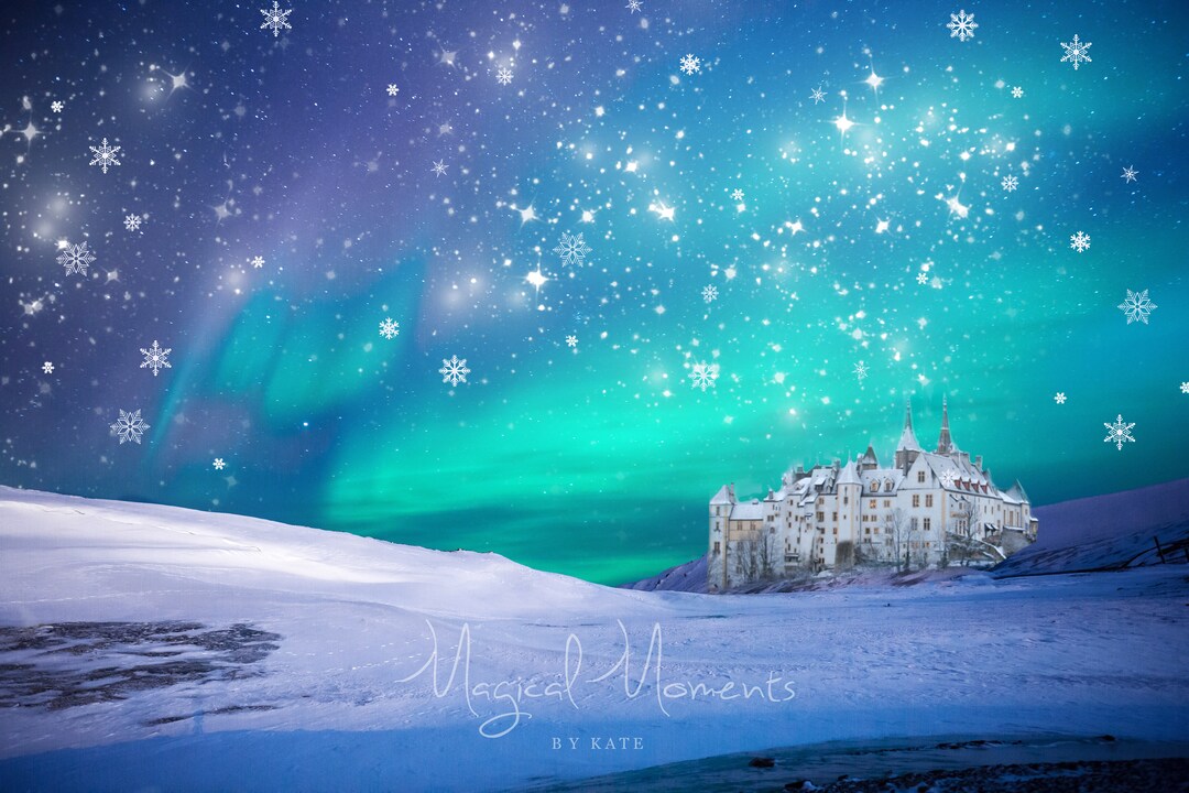 Magical Frozen Ice Queen Digital Background. Snow Castle Etsy