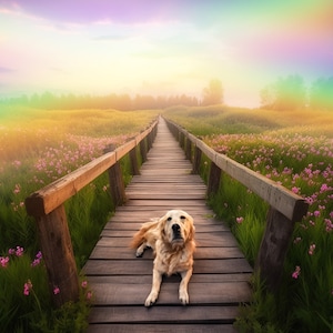 Beautiful Rainbow Bridge Flower Field Digital Background. Pet Memorial Backdrop for photographers. For Cats, Dogs etc. INSTANT DOWNLOAD!
