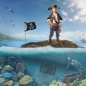 Pirate Island Digital backdrop.  Background ideal for pirates and mermaids!  INSTANT DOWNLOAD!