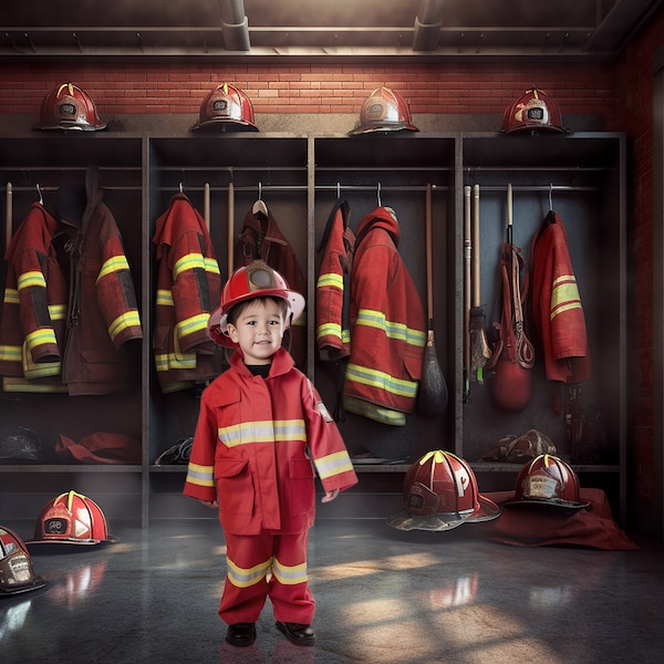 3 PACK! Firehouse digital background. Fire truck digital backdrops for photographers. Rescue, First Responders. INSTANT download!