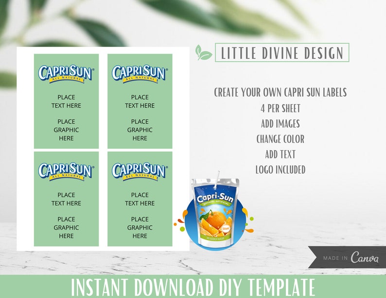 Capri Sun Template Size Minimalist Blank Printable