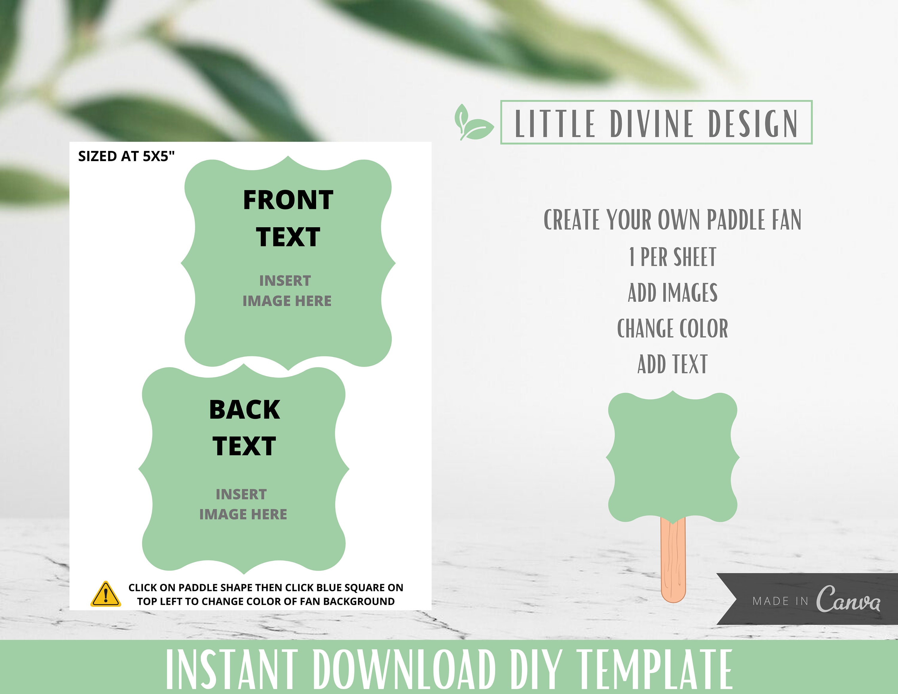 Paddle Fan Template Printable Paddle Fan Editable Paddle Etsy