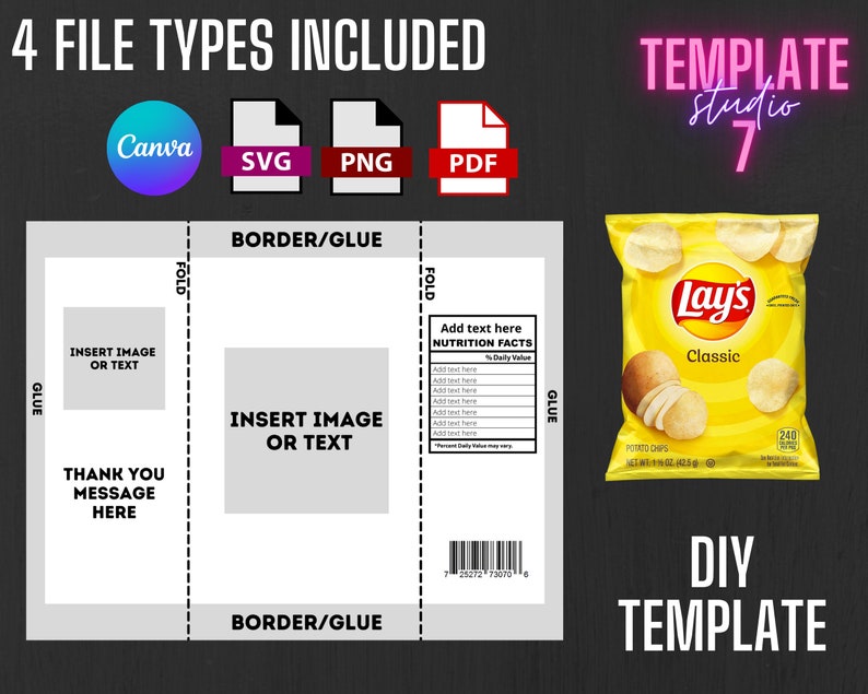 Chip Bag Chip Bag Template Blank Template Custom Potato - Etsy UK