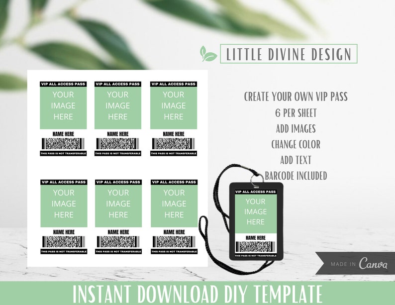 VIP Pass Template VIP Pass All Access Pass Badge Template Etsy