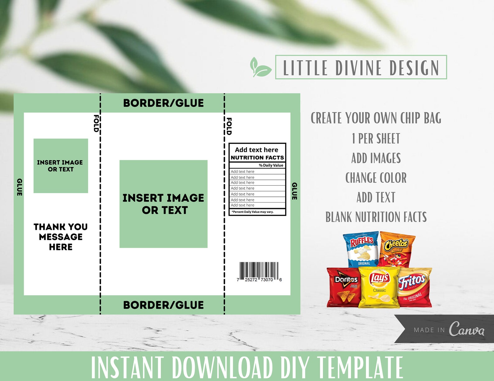 Chip Bag Template Blank template Custom Potato Chip Bag Etsy Chip Bag Template Blank template Custom Potato Chip Bag Etsy