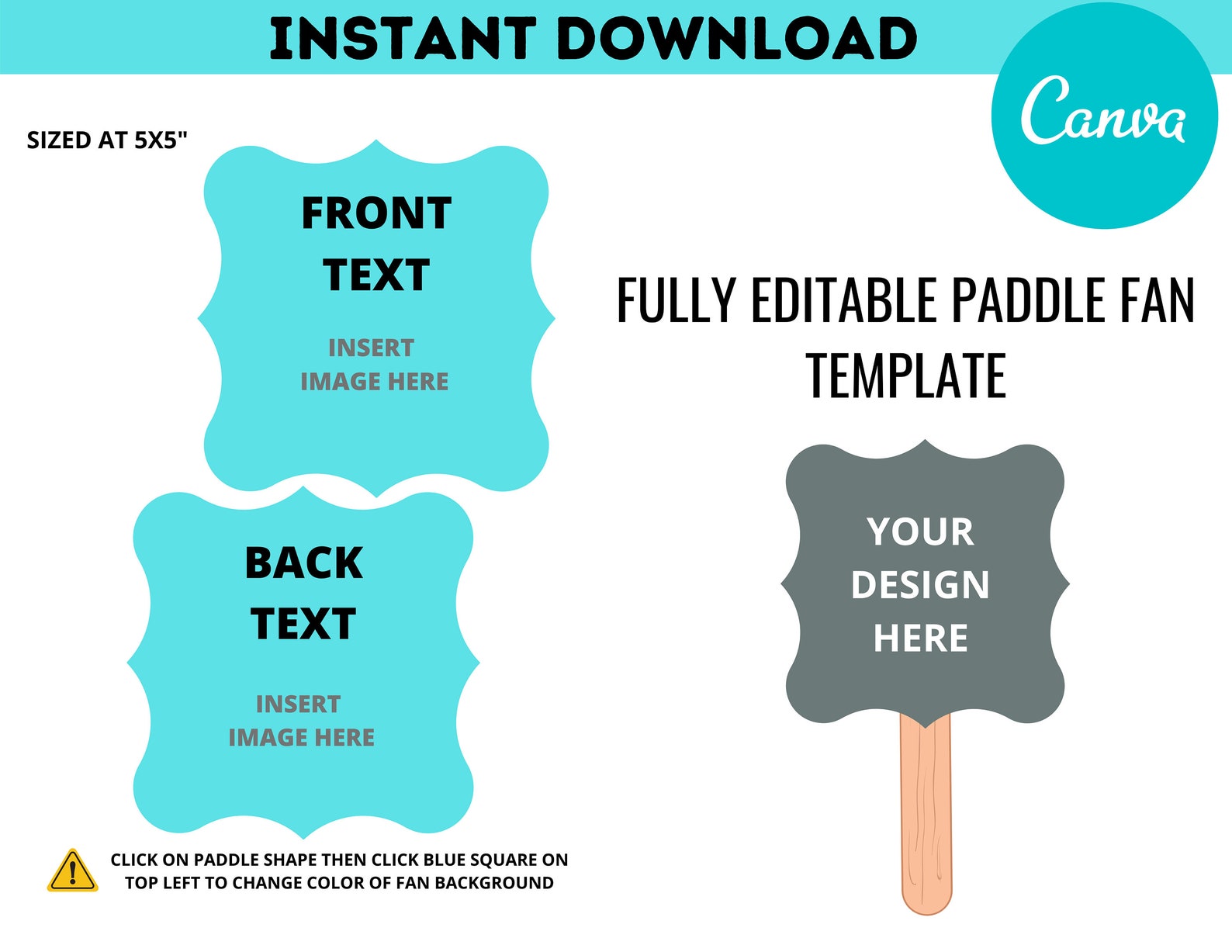 Paddle Fan Template Printable Paddle Fan Editable Paddle Etsy