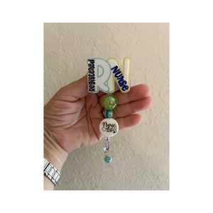 Medical badge reel, RN badge reel, registered nurse badge reel, beaded badge reel, nurse gifts, beaded ID reel, beaded office ID holder