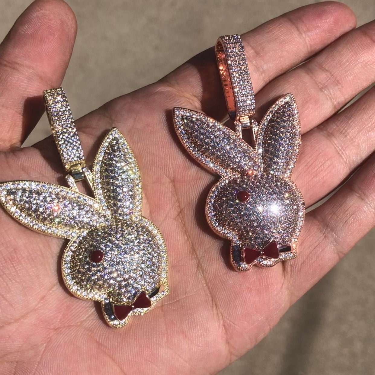 18k Gold Plated Bunny Pendant with Chain / Hip Hop Jewelry / | Etsy