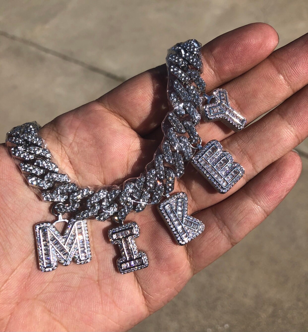 Customize Name Baguette Pendant WITH 12 Mm CUBAN CHAIN / Hip Etsy