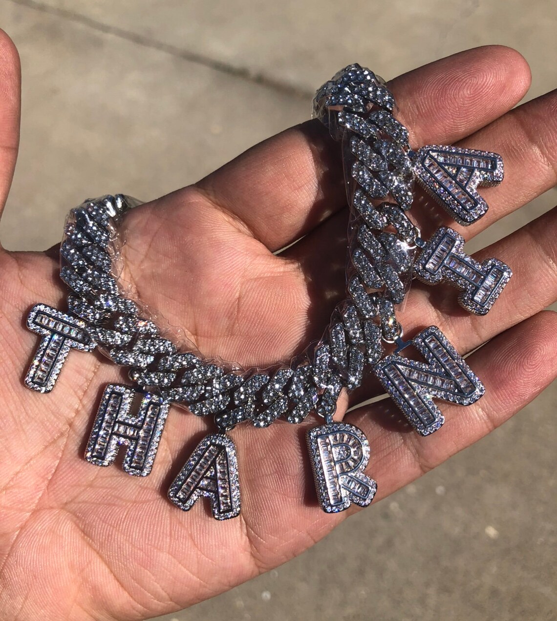 Customize Name Baguette Pendant WITH 12 Mm CUBAN CHAIN / Hip Etsy