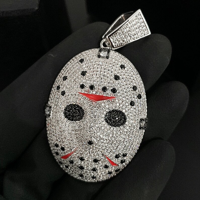 18K Gold Plated Iced Out Jason Mask Pendant / Hip Hop Jewelry Etsy