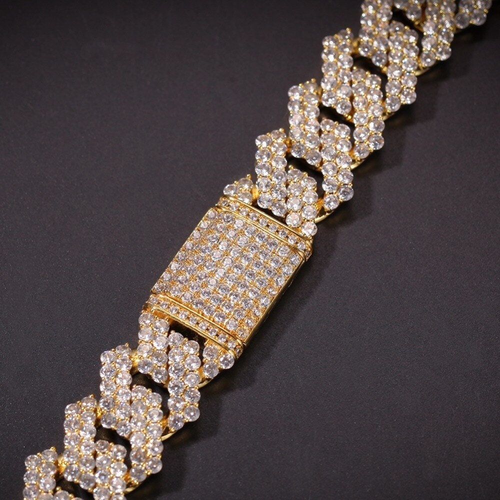 17mm Diamond Miami Cuban Link Chain in 18k White Gold Finish / Etsy