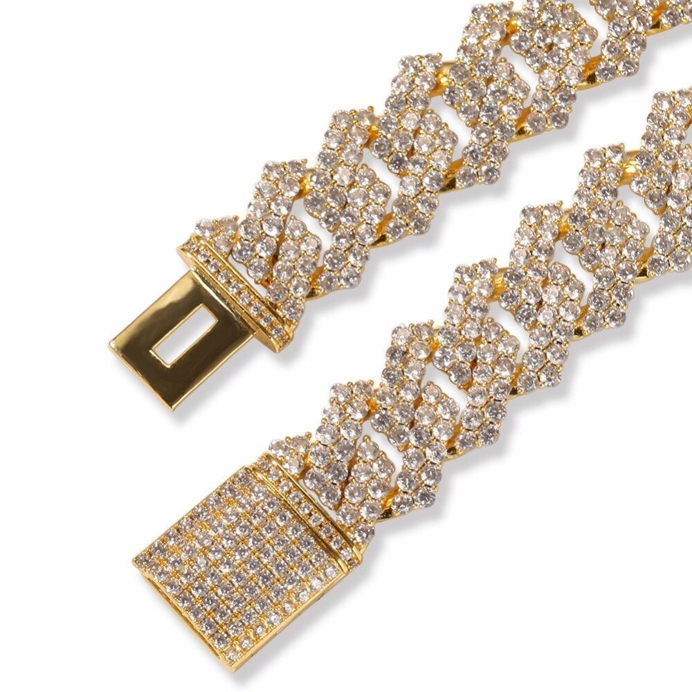 17mm Diamond Miami Cuban Link Chain in 18k White Gold Finish / | Etsy