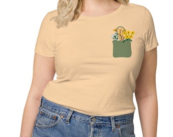 Gebloemd T-shirt, Dames basic biologisch t-shirt