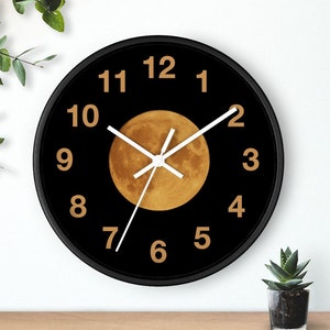 Moon Background Clock, Wall Clock, Round Clock, Size-10&quot;