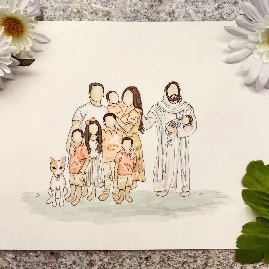 Custom Family Picture With Jesus - Etsy